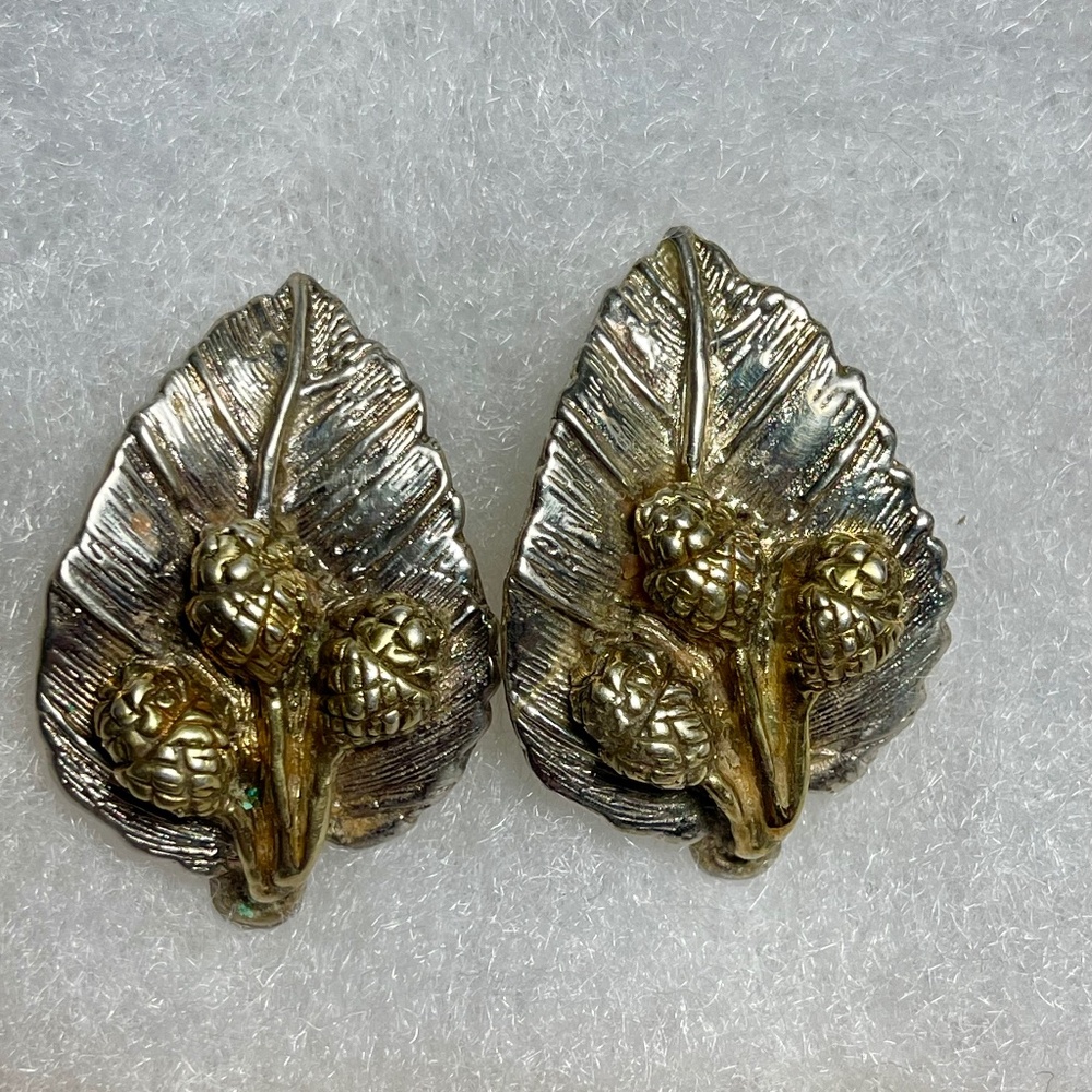 925 Sterling Silver Vintage Leaf Clip On Earrings